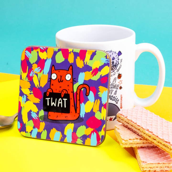 Katie Abey - Wholesale Coasters - Sweary Cat Twat Coasters