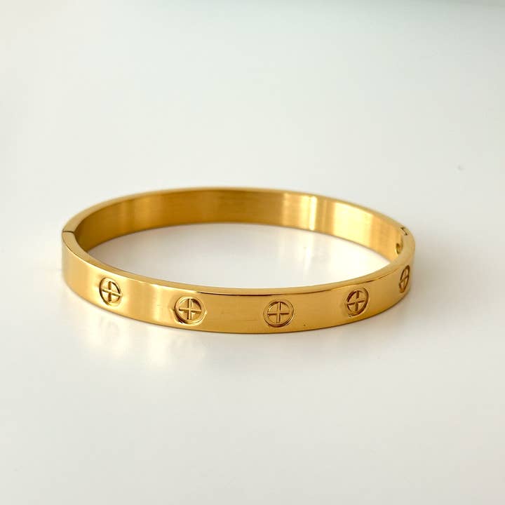 18K Guld Rostfritt Stål Pararmband – Fläckfritt Unisex Manschett, 6mm & 8mm Matchande Smycken för Honom & Henne, 17cm & 19cm för wholesale av UKS UNITED KNACK SYSTEM LTD