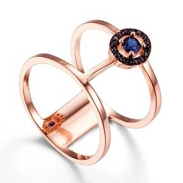 Zirconia ring - 12 - rose plated silver - zirconia for wholesale by Buganto