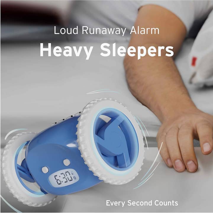 Clocky - Wholesale Alarm Clock - Loud Alarm Clock on Wheels for Heavy Sleepers (Blue) 4
