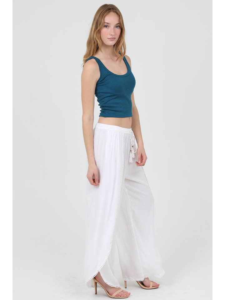 ANGIE - Wholesale Pants - Women's - 25P68-ASIS WRAP PANTS WITH CROCHET TRIM AND ELASTIC WAIST14