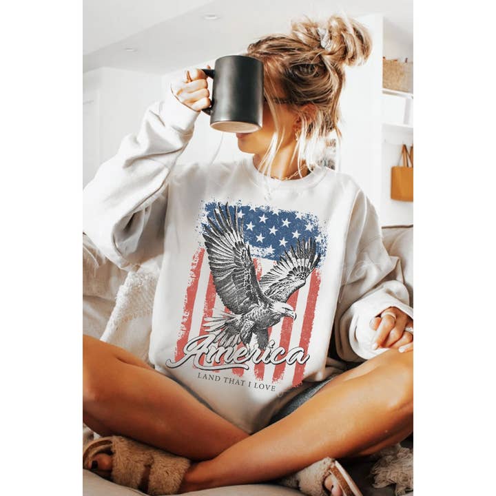 Sweatshirts graphiques drapeau américain, aigle et effet minéral pour la vente par HRTandLUV