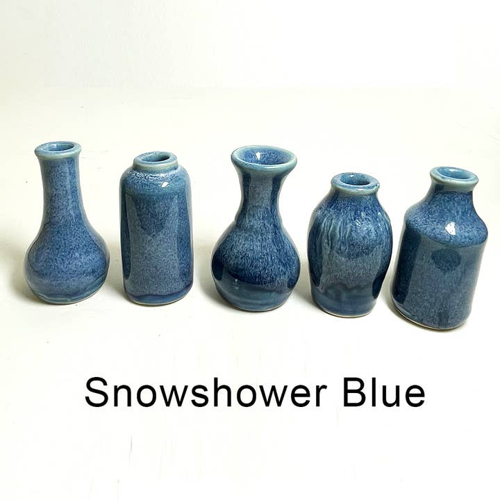 Vaso de Botões de Cerâmica Azul Snowshower para Flores por atacado de Cedarleaf Ceramics