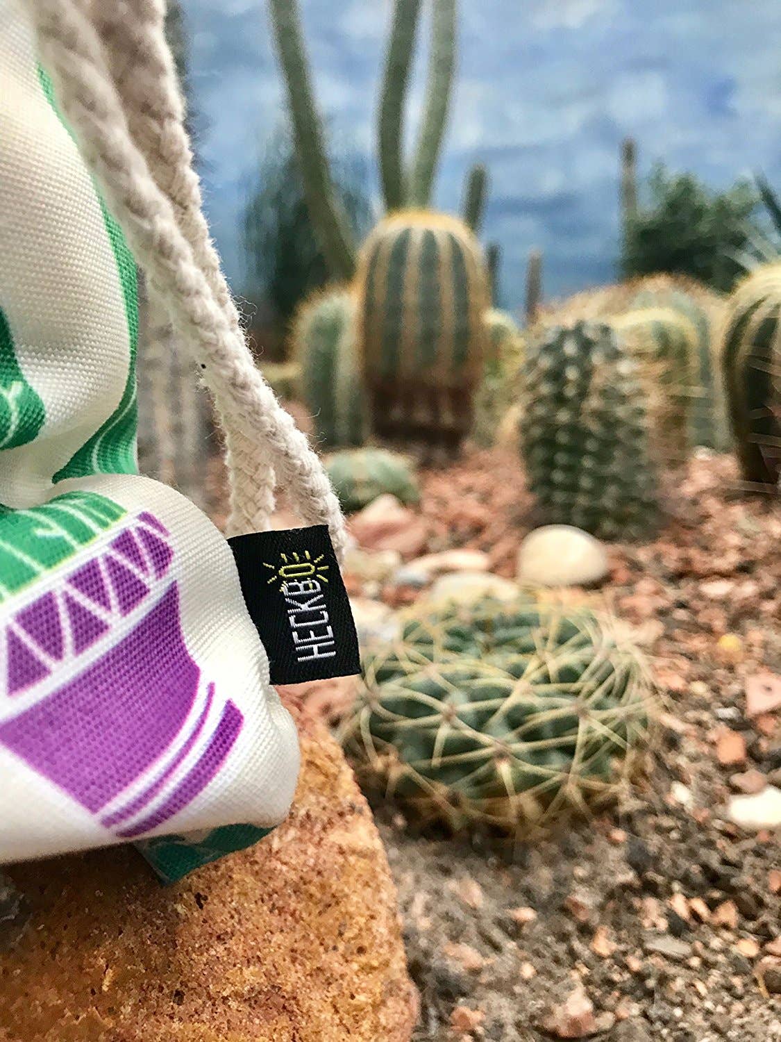 HECKBO - Vente Sac à cordon de serrage – enfant - Sac de sport pour enfants et adultes avec motif cactus beige1