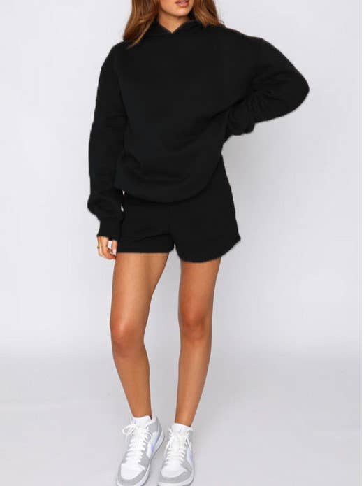 Rosa Clothing - Wholesale Lounge Set - Women's - basic loose hoodie & drawstring short 2 piece set5