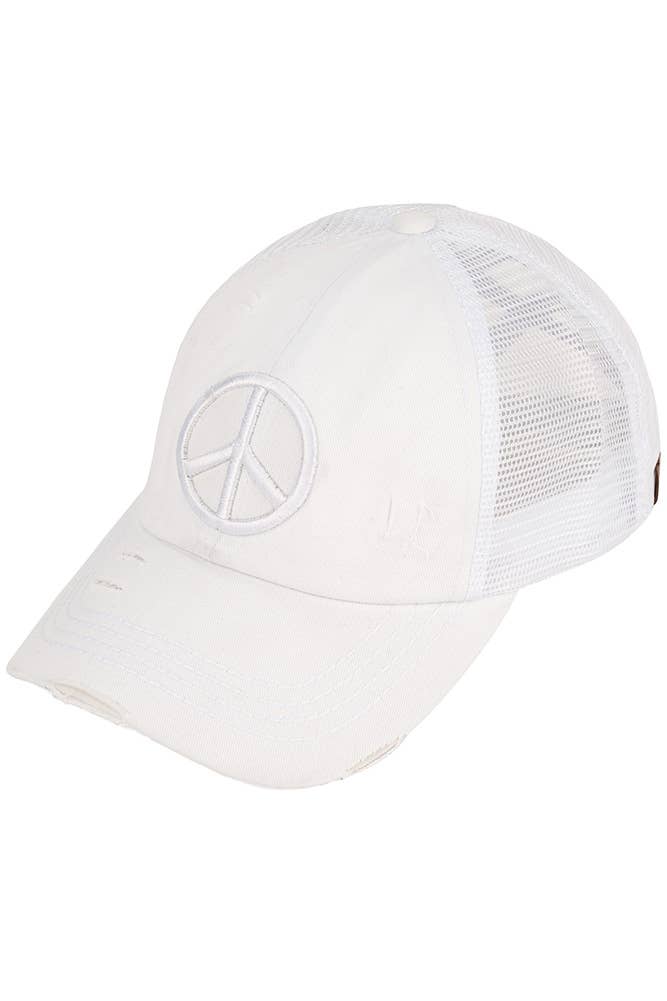 Hana - Vendita all'ingrosso Cappello per coda di cavallo - Donna - Cappello C.C Peace Sign Criss Cross Pony invecchiato4