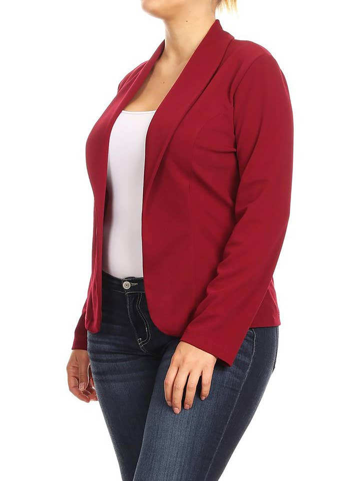 MOA COLLECTION - Wholesale Blazer - Women's - Women's Solid Casual Plus Size Trendy Blazer Jacket2