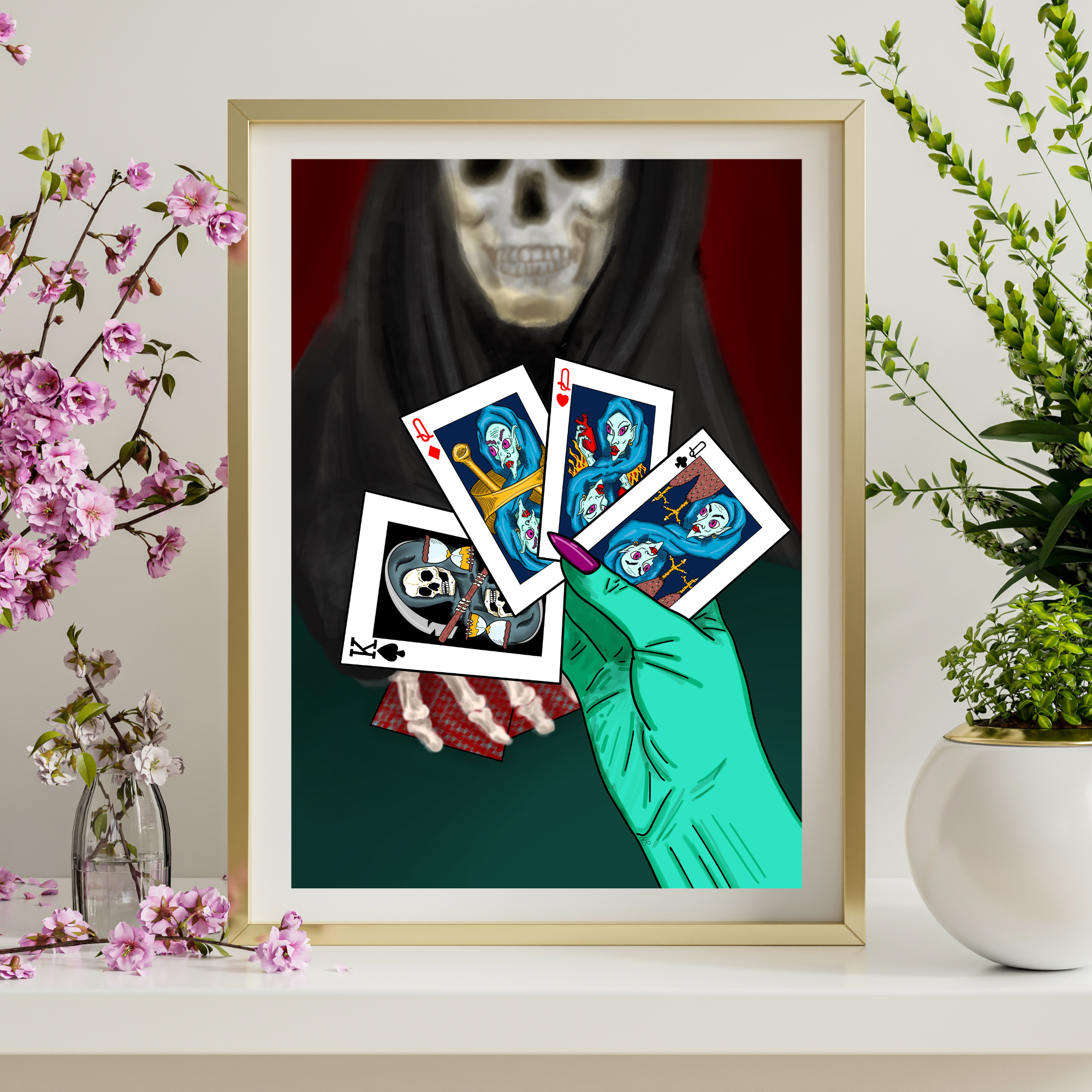 Hannah Kate Makes - Wholesale Art Print - Baba & the Reaper Art Print - A5/A4 - Baba Yaga & Death8