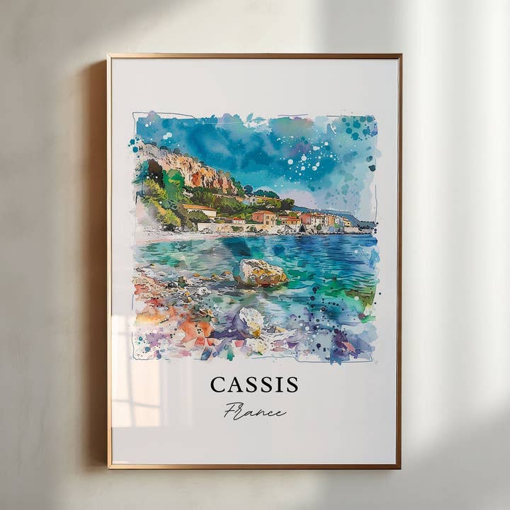Premium Travel Art - Wholesale Art Print - Cassis France Wall Art, Cassis Print, Cassis Watercolor, Cassis, South of France Gift,0