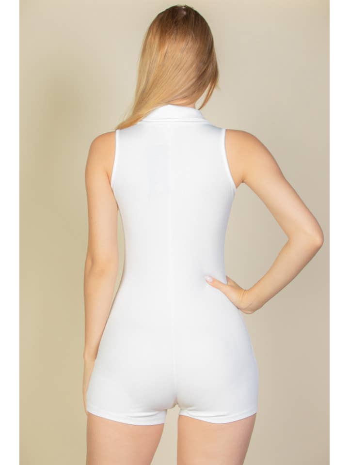 CAPELLA APPAREL - Wholesale Romper - Women's - Ribbed Knit Sleeveless Button Front Romper