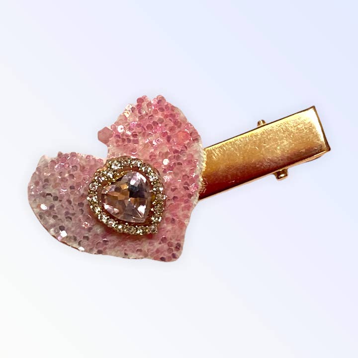 Lovely Glitter Heart Hairclip for wholesale by Bark Fifth Avenue