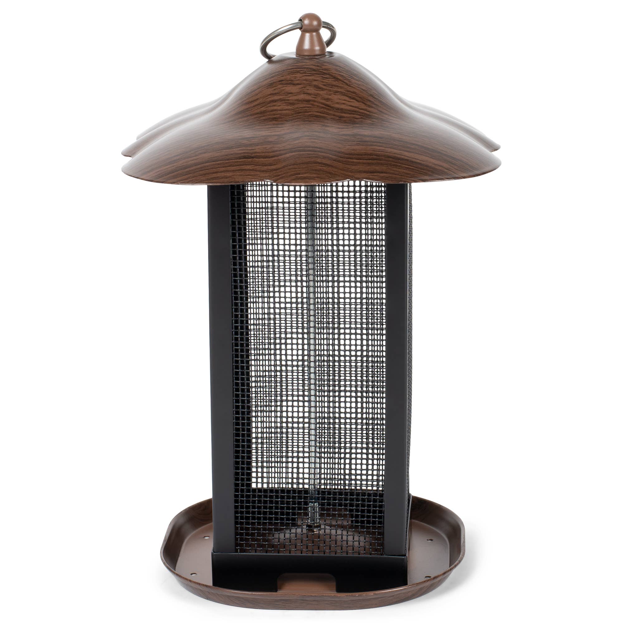 EAST AVENUE - Wholesale Bird feeder - 11 inch Cherry Woodgrain Finish Mesh Metal Bird Feeder4