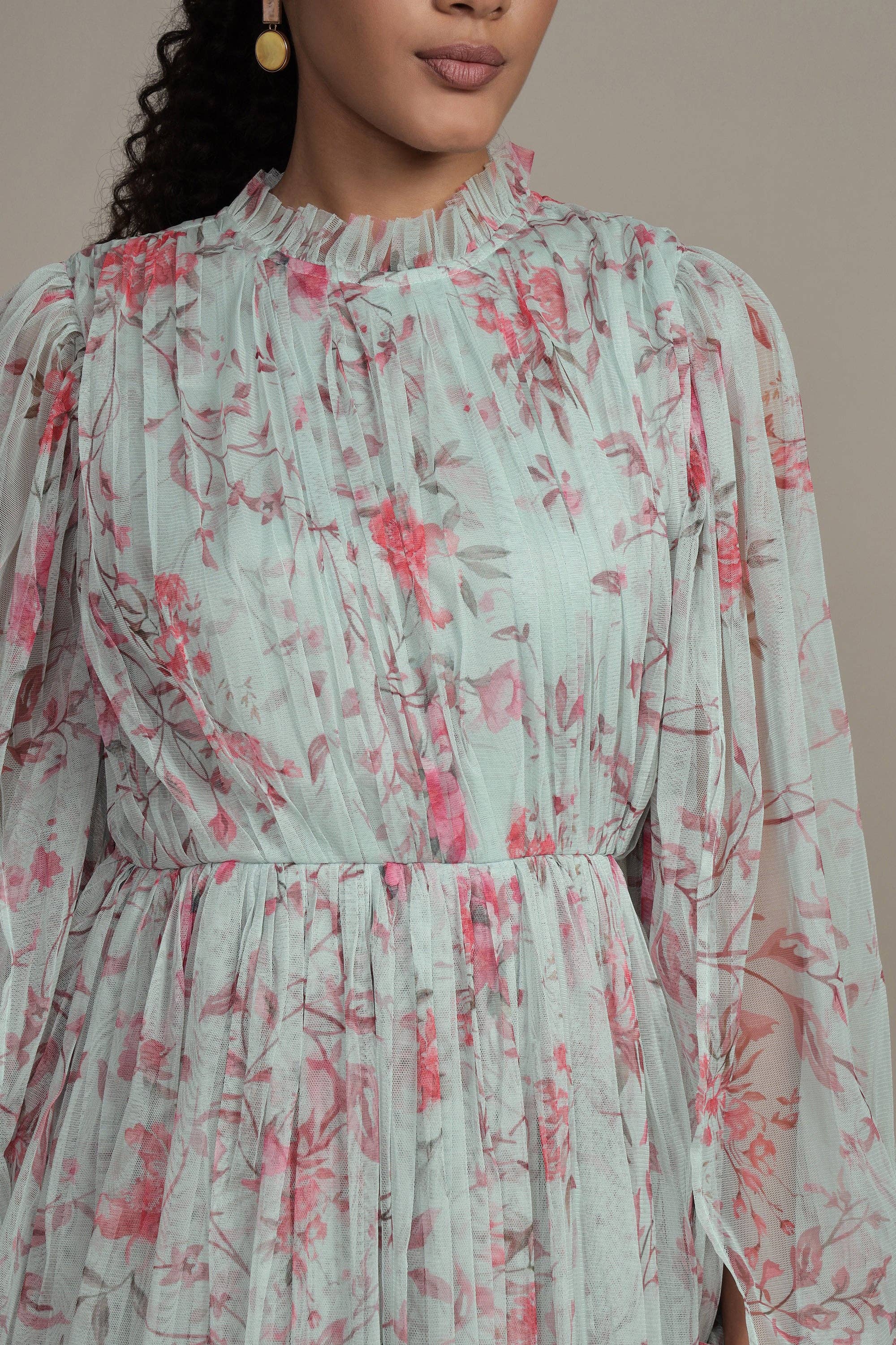 Green Randee Mini Dress in Sage Print for wholesale on Faire11