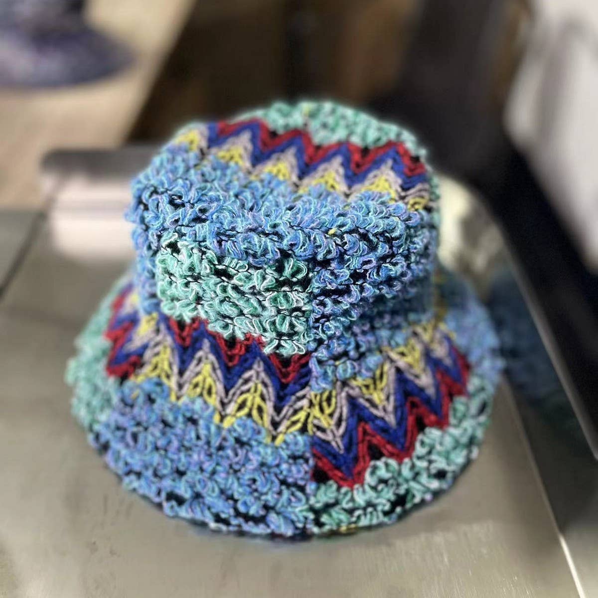 NINEXIS - Wholesale Bucket Hat - Women's - CWAH2213_ETHNIC RETRO COLOR MATCHING KNITTED BUCKET HAT4