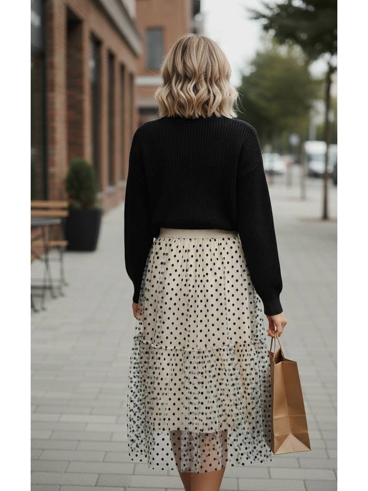 Miss Sparkling - Wholesale Skirt – Women’s - Polka Dot Midi Skirt4