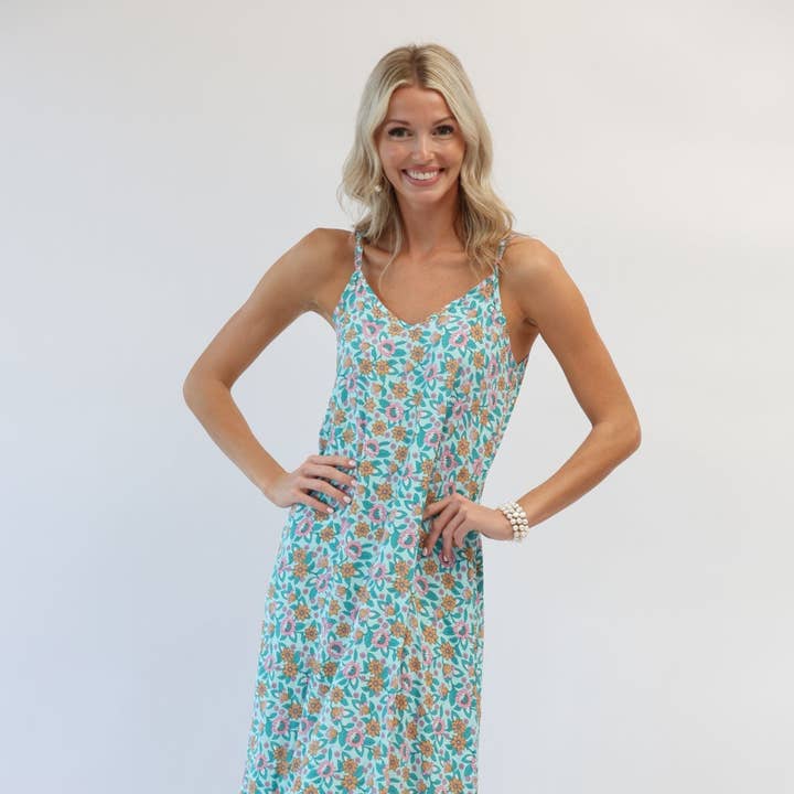 Vestido Slip Day Tripper em Verde-Água por atacado de Sea Lustre