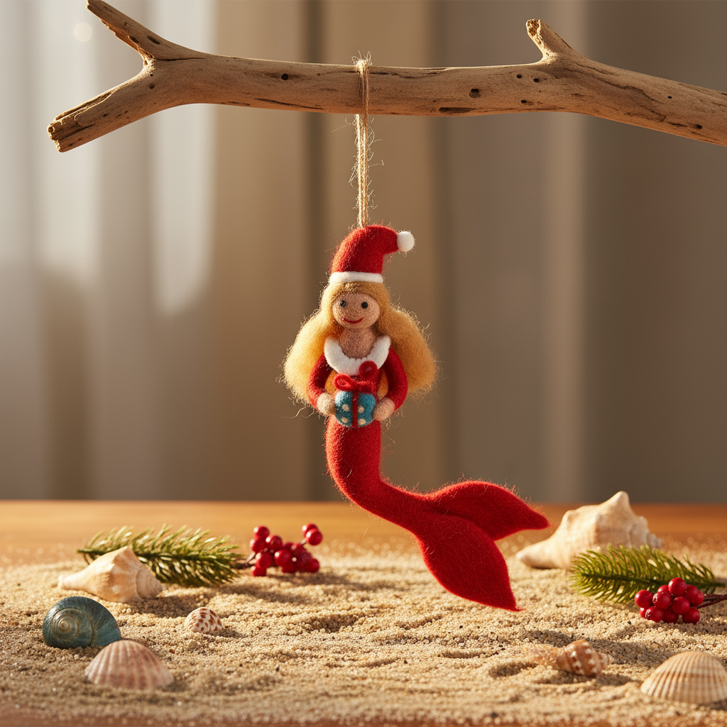 Felt So Good - Vente Objets de décoration - Décoration de Noël suspendue en feutre fait main en forme de sirène4