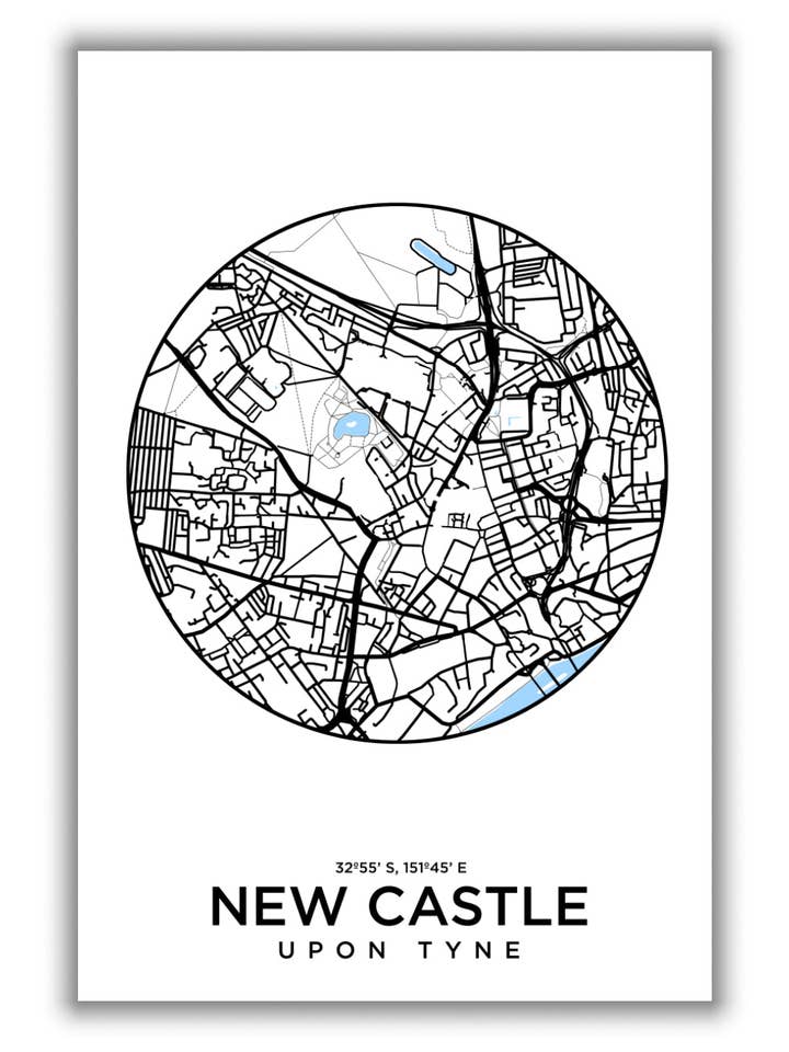 Landkarte von New Castle für den Großhandel von Stanley Print House