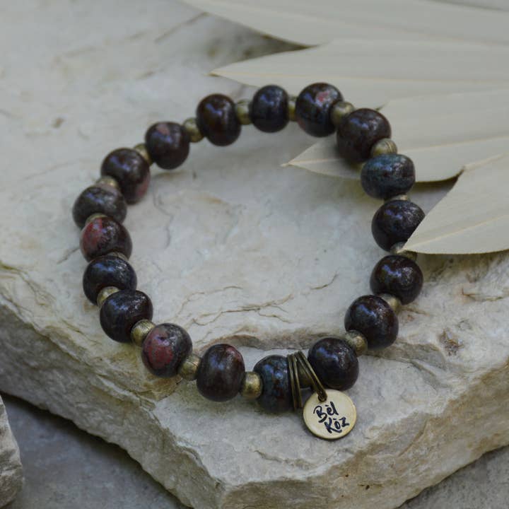 Volcanic Glow | Bel Koz Round Clay Bead Bracelet for wholesale by Bel Koz Haiti