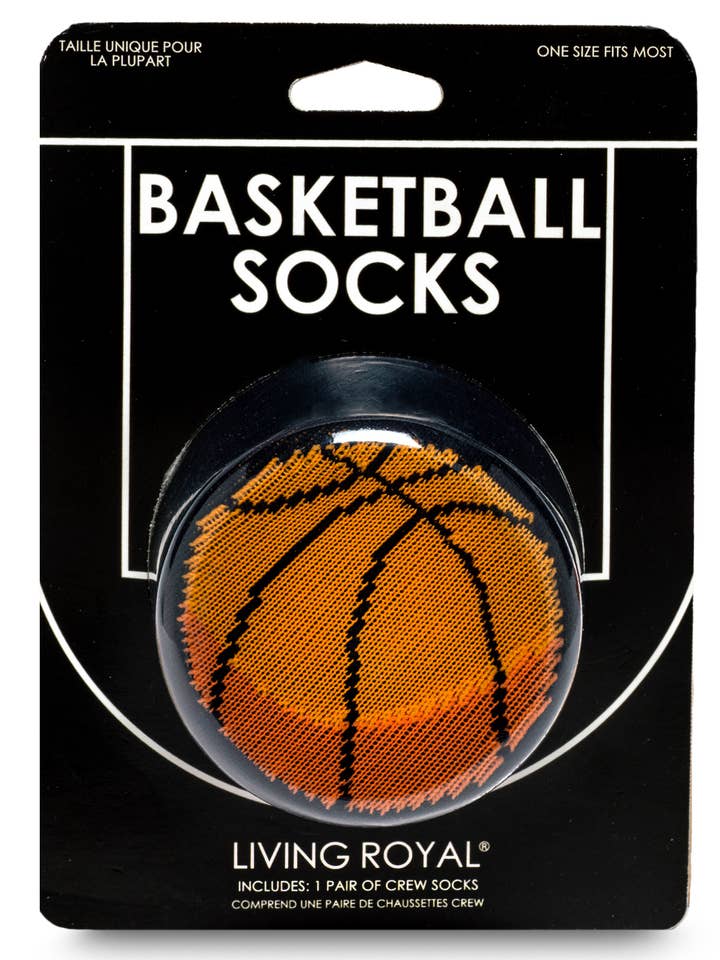 Living Royal - Wholesale Socks - Unisex - 3D Packaged Crew Socks - Basketball - Black