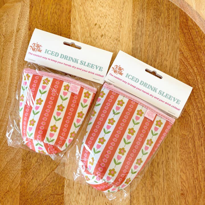 Elle Nicole - Wholesale Drink Huggers & Koozies - Coffee Cup Cover - Tulip Stripes - Iced Drink Sleeve