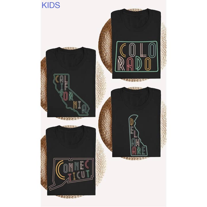 Neon State Shape Kids Grafisk Lange ærmer Bundle for engroshandel hos Kids By Kissed Apparel