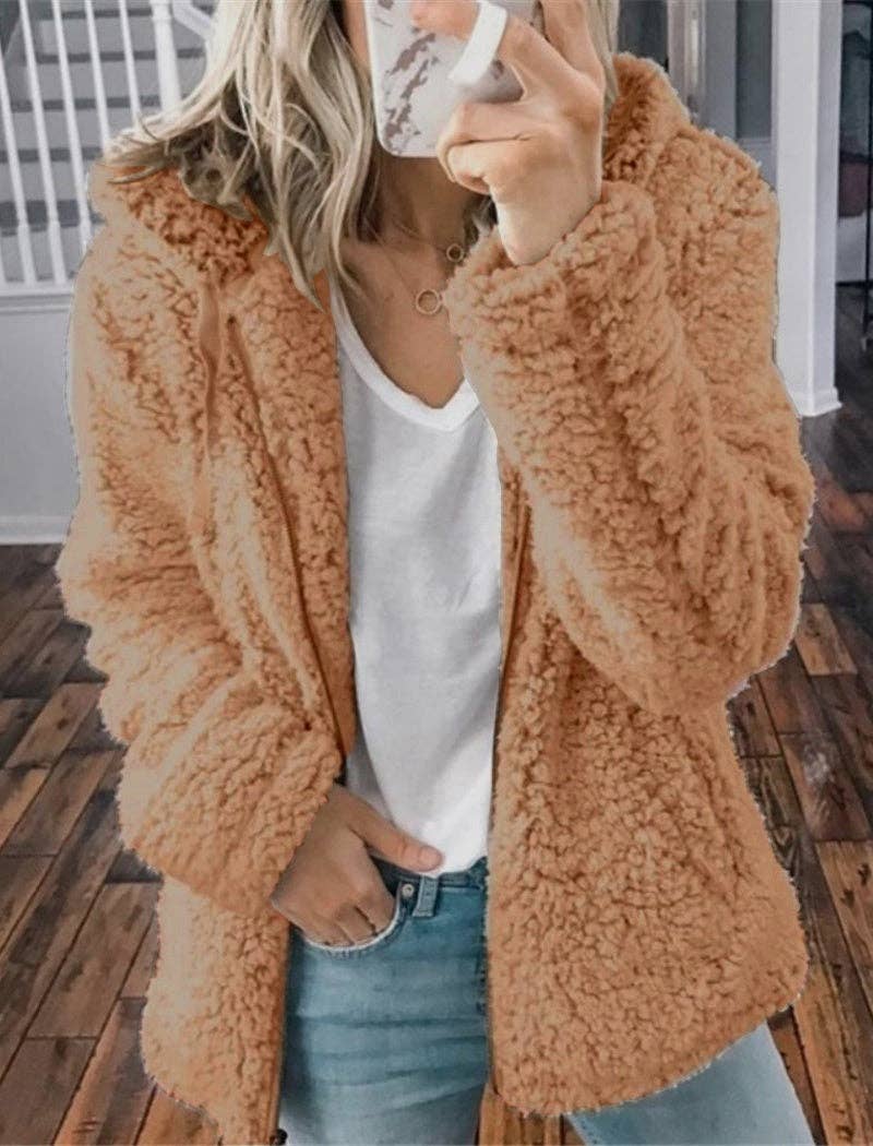 safistyle - Vendita all'ingrosso Giacca - Donna - Giacca con cappuccio in peluche con zip9