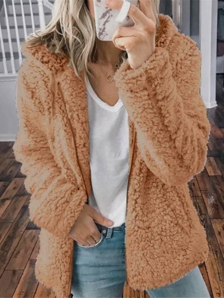 safistyle - Wholesale Jacket - Women's - Hooded Plush Zip-Up Jacket9