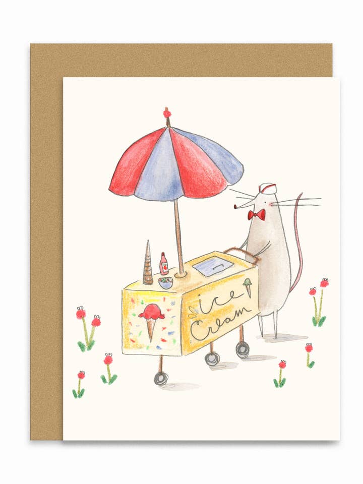 Carte Ice Cream Mouse pour la vente par Lindsay Blevins Illustration