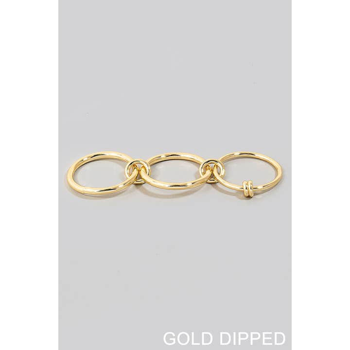 Gold Dipped Triple Linked Layered Band Rings for wholesale by The Looks by Fame Accessories
