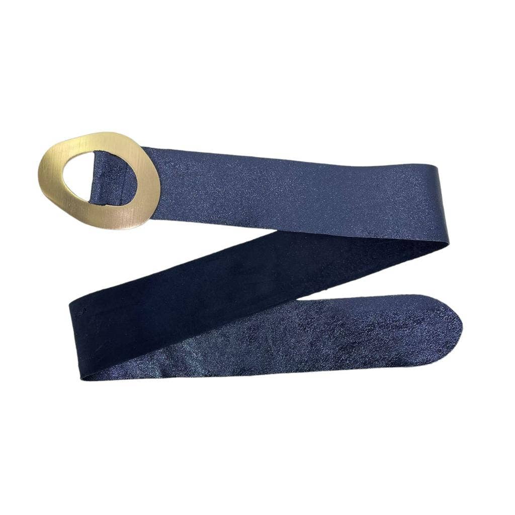 Chenson & Gorett - Wholesale Belt - Women's - Metallic Belt Cow Suede Leather with Wide Buckle B2B3