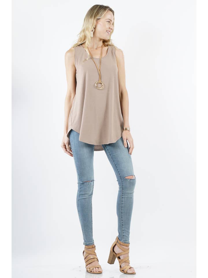 42POPS - Wholesale Tunic - Women's - ", Sleeveless Round Neck Round Hem Top