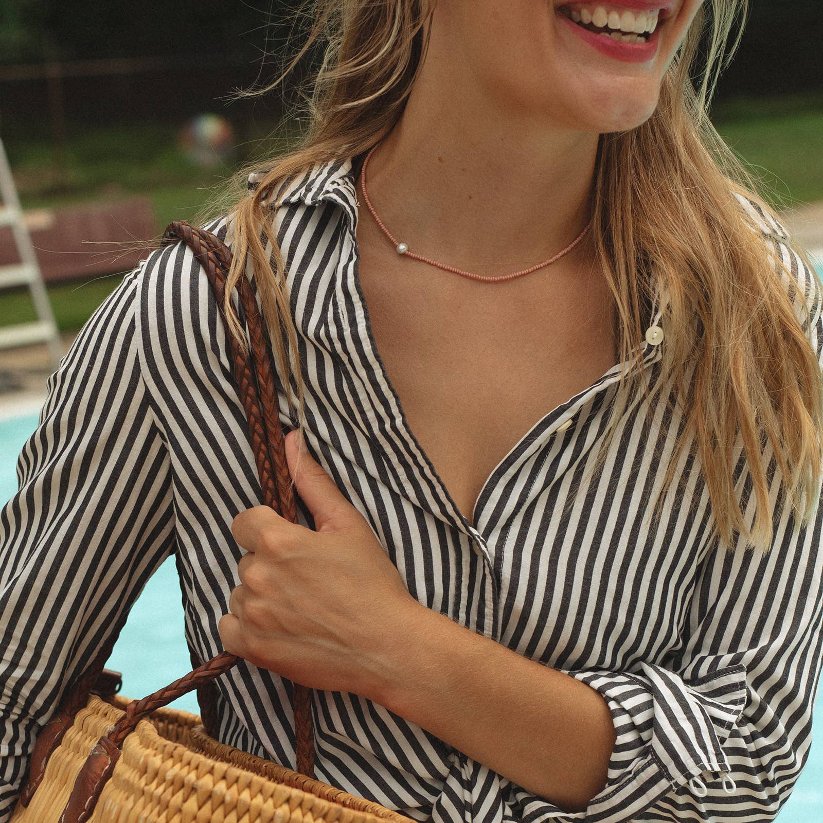 Millhouse Collection - Vente Collier de perles - Le collier Khadi - Terre cuite rose4