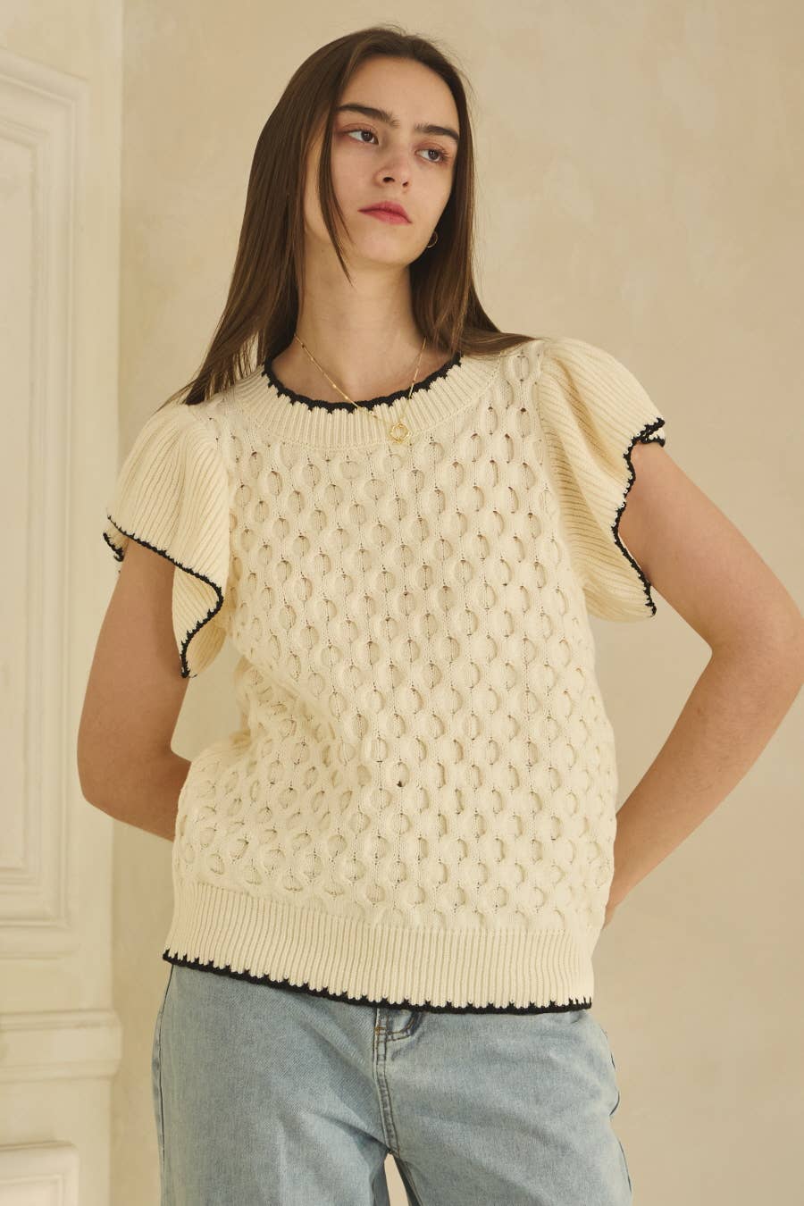 Oddi - Wholesale Gebreide top - Dames - Plus Solid Cable Knit0
