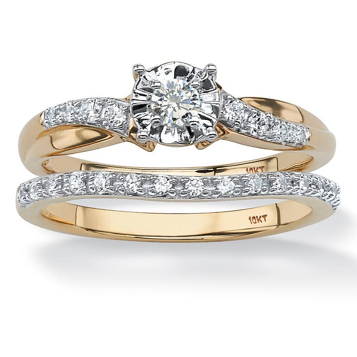 1/4 TCW Round Diamond 2-Piece Bridal Set in Solid 10K Gold for wholesale by PalmBeach Jewelry