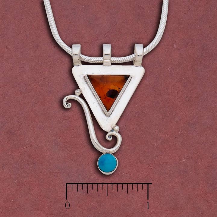 Amber Pendant w/Turquoise for wholesale by Tidepool