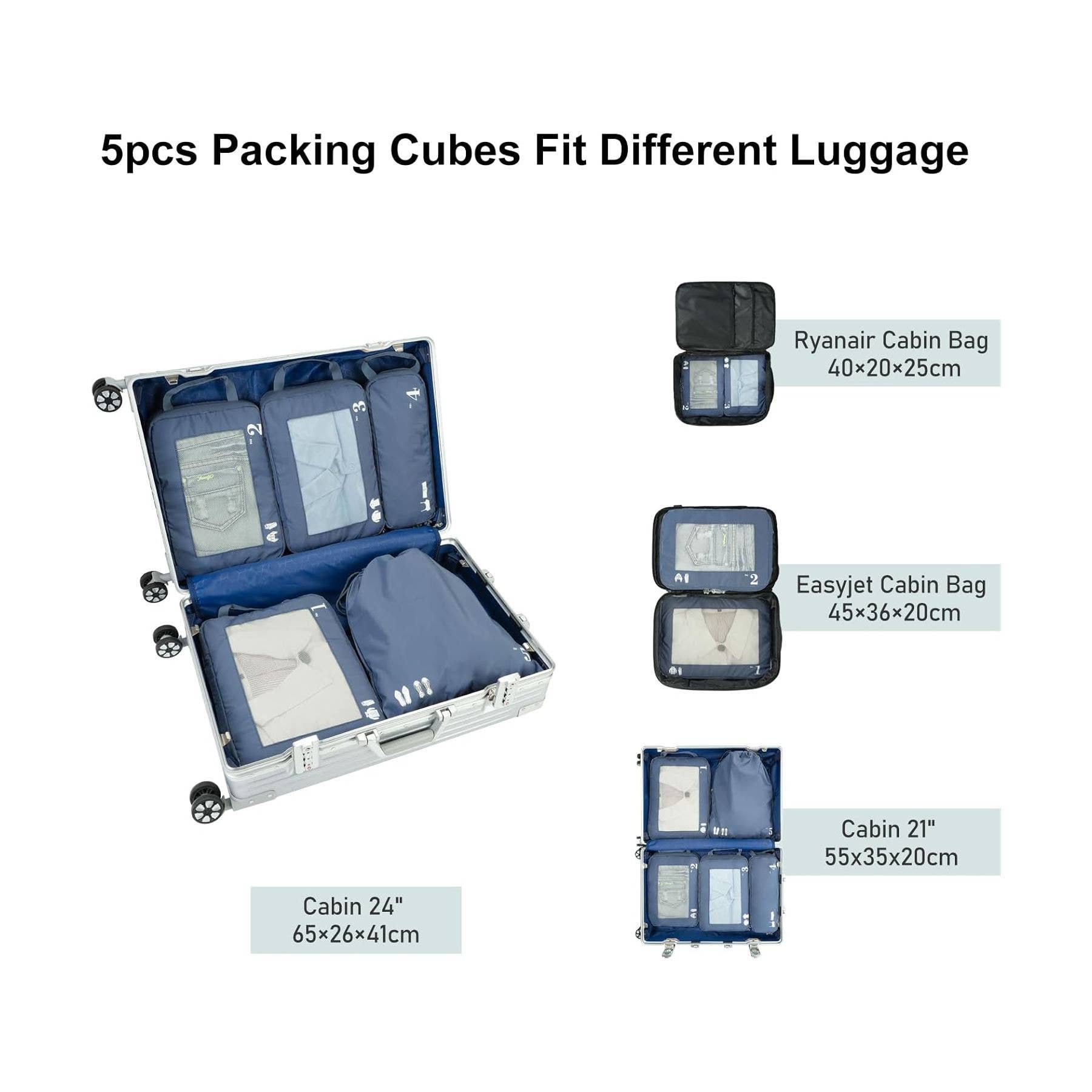NARWEY INC - Wholesale Packing Cube - 5 Set Compression Packing Cubes for Suitcases Organiser Bags15