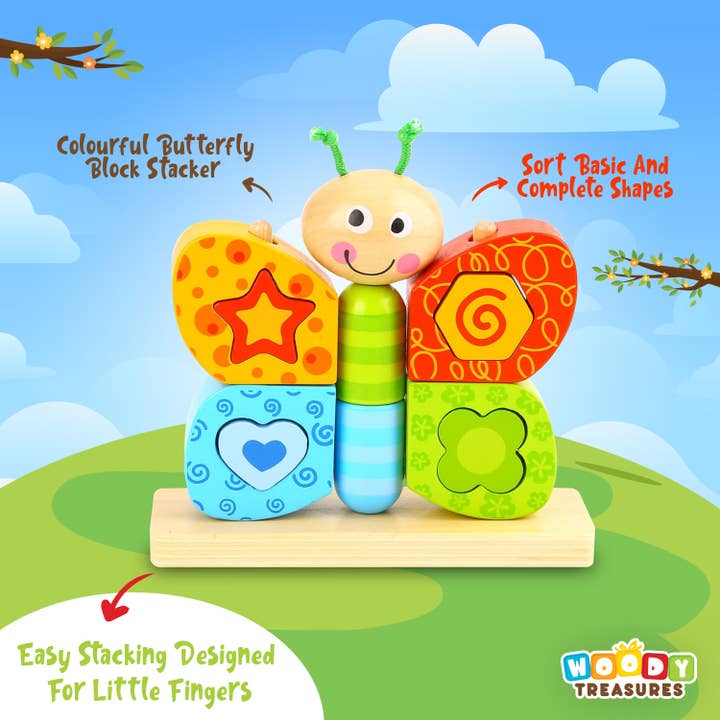 Woody Treasures - Wholesale Wood Toy - Kids - Butterfly Wooden Toy for Toddlers