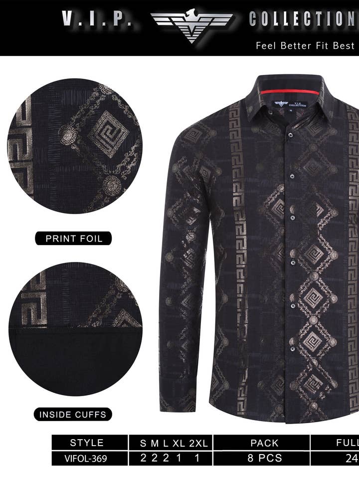 VIFOL-369 CHEMISE Ă MANCHES LONGUES IMPRIMĂE FOIL FANTAISIE pour la vente par Urban Fitz