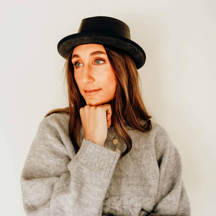 American Hat Makers - Wholesale Fedora - Unisex - Trilby Genuine Leather Fedora Hat - Style Soho5