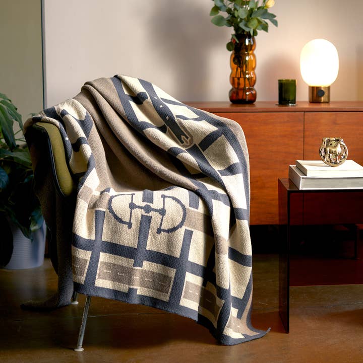 Cotton Sustainable Knit Throw Blanket - Equestrian Lattice for wholesale by In2Green