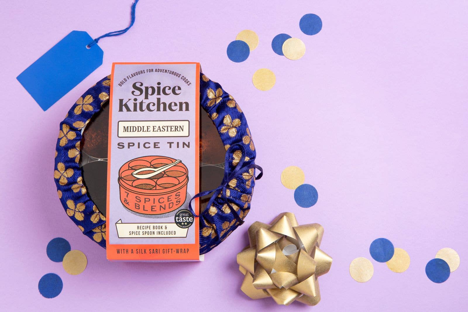 Spice Kitchen – wholesale Dried spice mix – Middle Eastern & African Spice Tin with Silk Sari Wrap