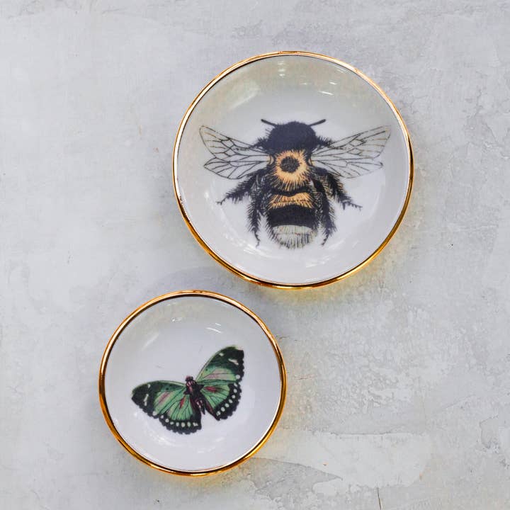 Grande coupelle à abeille | Poterie artisanale avec or pour la vente par Apricity Ceramics