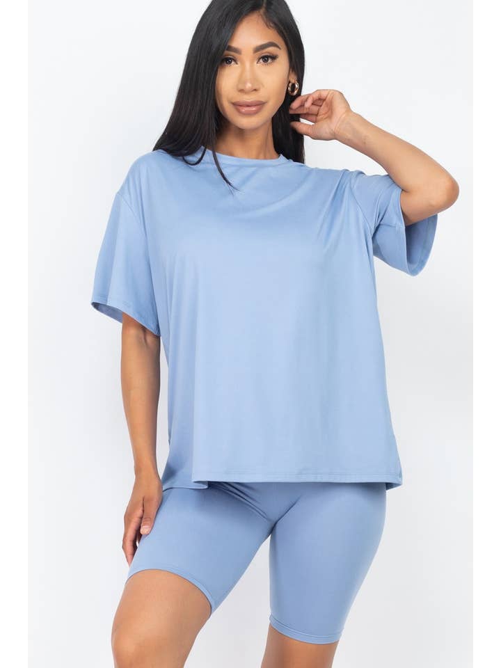 Vanilla Monkey - Vendita all'ingrosso Completo loungewear - Donna - Set Maglia Larga Oversize e Pantaloncini da Bici1