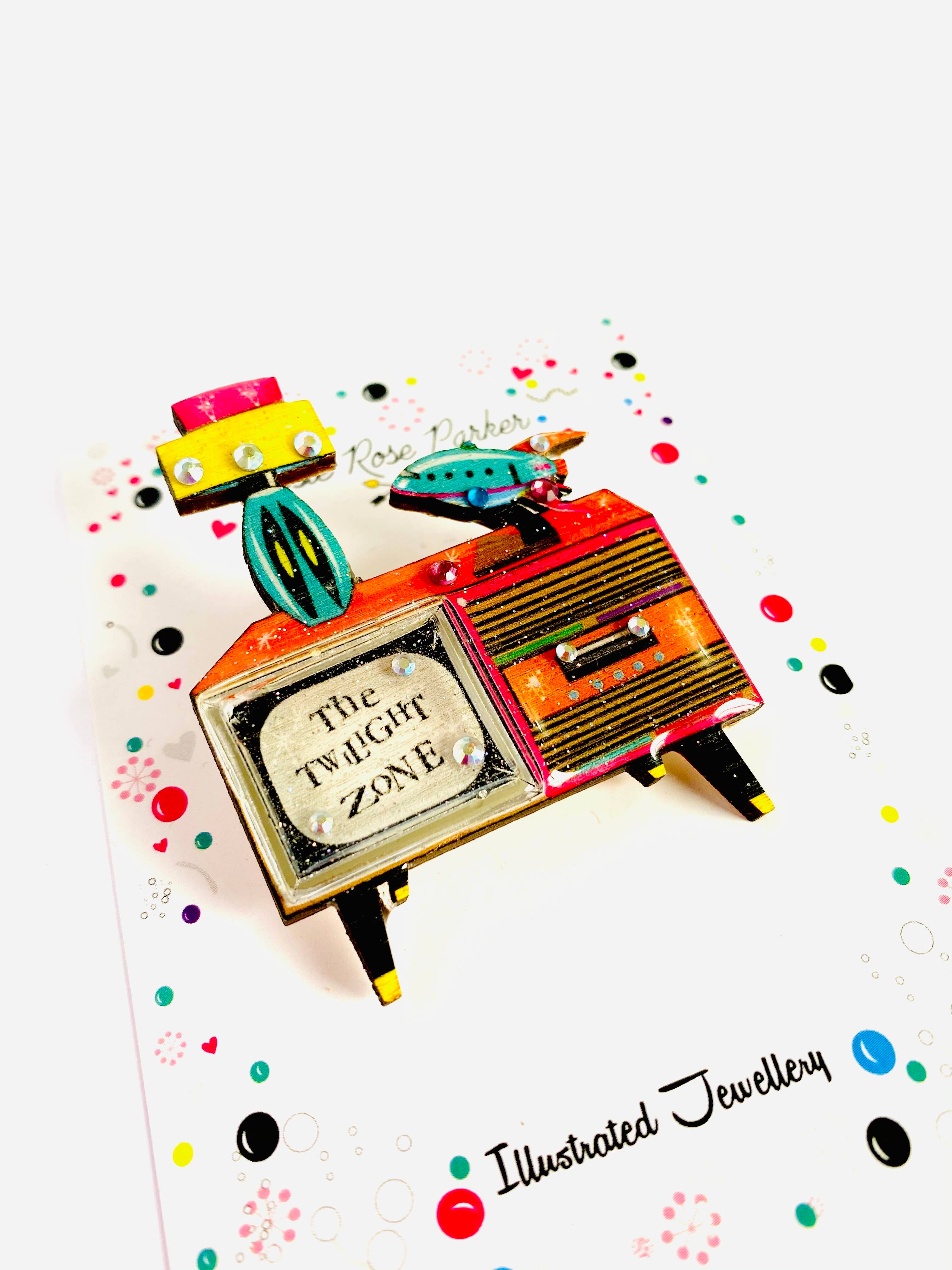 Rosie Rose Parker - Wholesale Brooch - Retro tv brooch colourful summer brooch statement unusual11