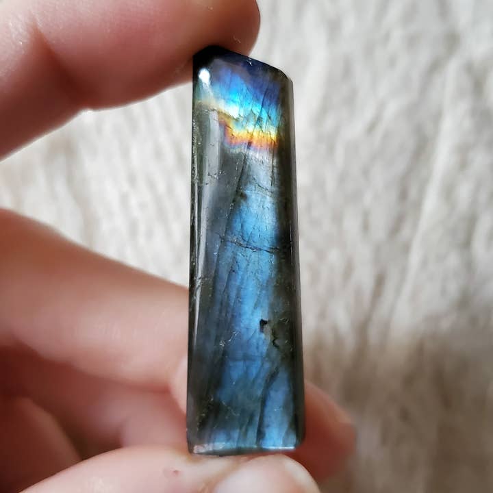 Free Shaped Silver and Blue Flash Labradorite Cabochon for wholesale by Copper Bug Jewelry