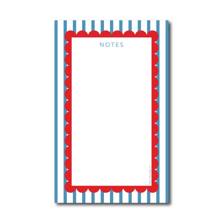 Scallop Vertical Stripe Notepad Red/White/Blue- N580008 for wholesale by Webster Road Paper Co