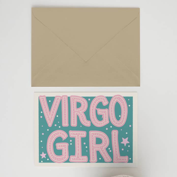 Tarjeta Virgo Chica A6/5x7 para venta al por mayor de Blue Iris Designs Co