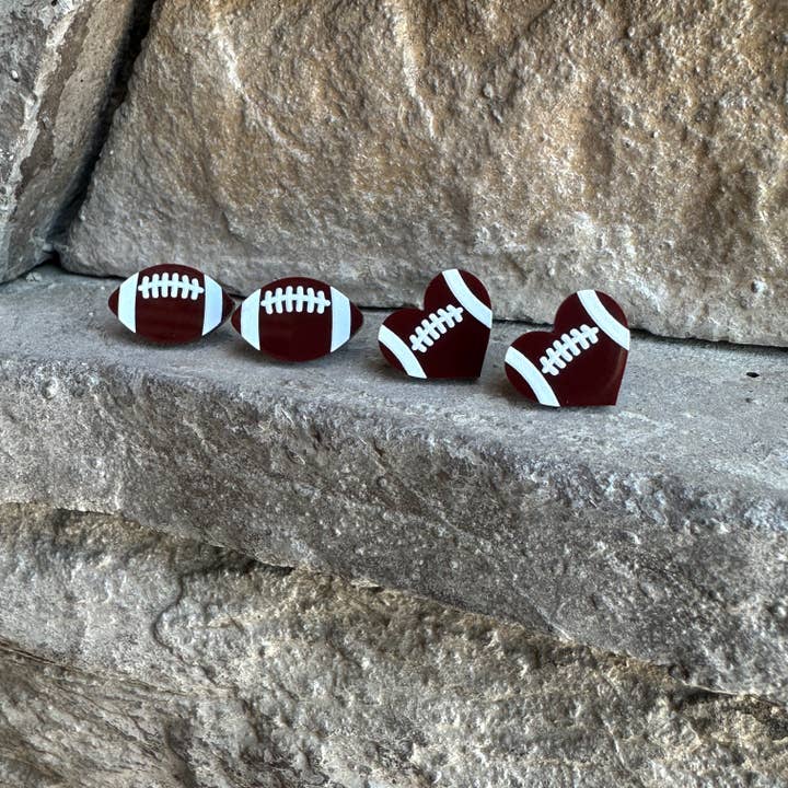 Laser & Color Designs LLC - Wholesale Stud/Post Earrings - Football Acrylic Earrings, Team Spirit, Sports Earrings
