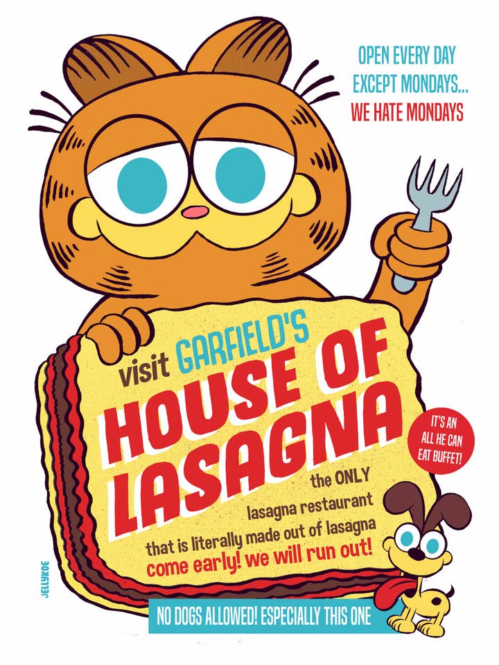 "House of Lasagna" 12 x 16 poster print for wholesale by Jellykoe